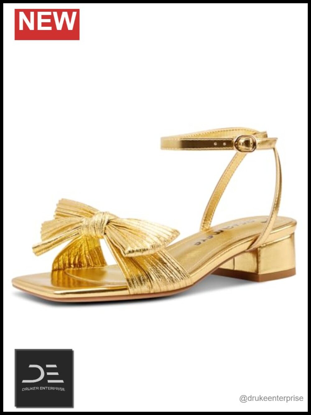Square Toe Bow Knot Ankle Strap Block Heel Sandals Women's Wedding Party Shoes
